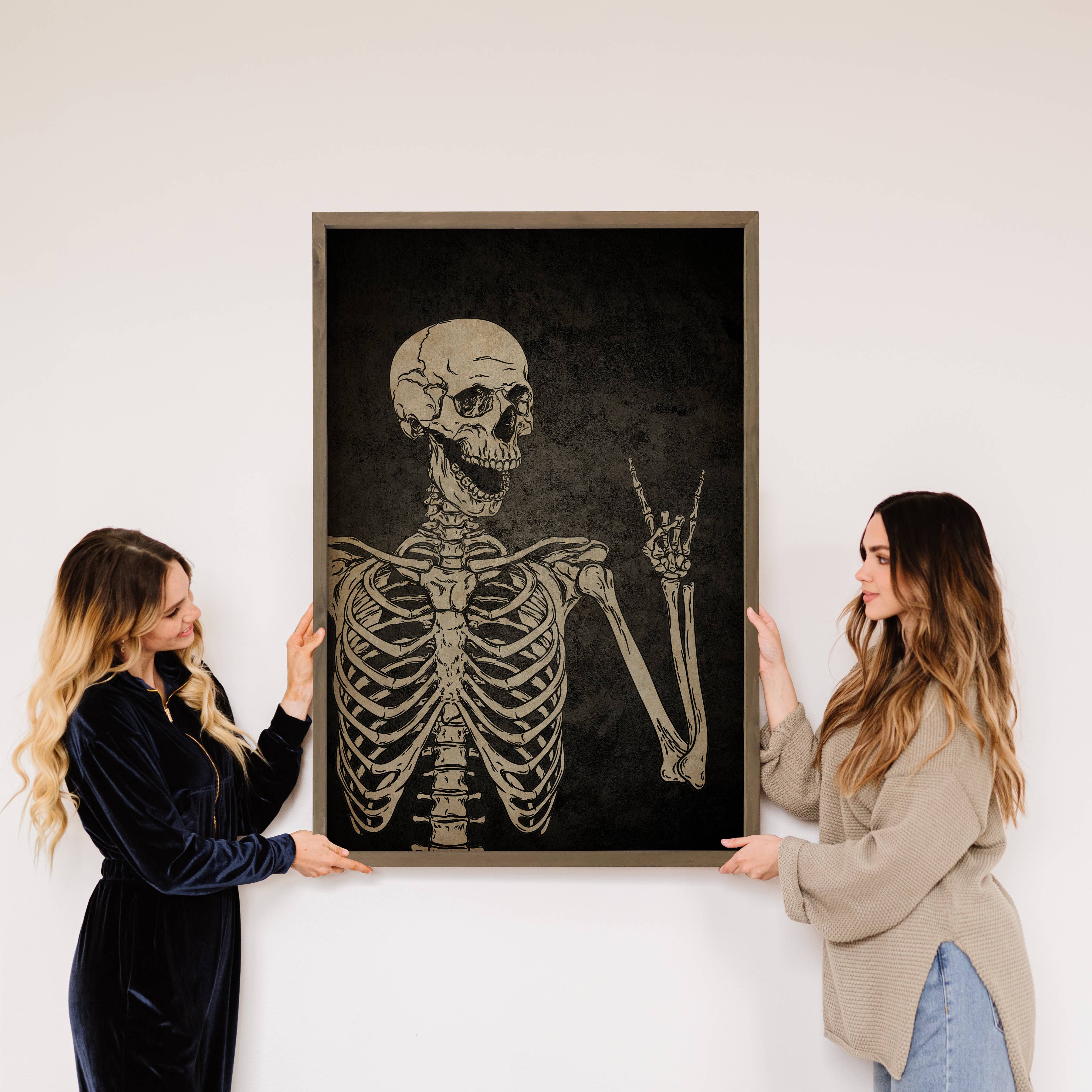 Skeleton Devil Horns Hand Sign - Skeleton Canvas Art