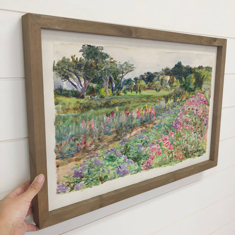 Flower Garden in Bloom - Framed Nature Art - Cottage Art