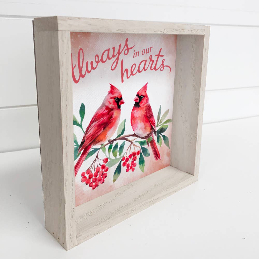 Two Cardinals Always in our Hearts - Red Bird Canvas Art