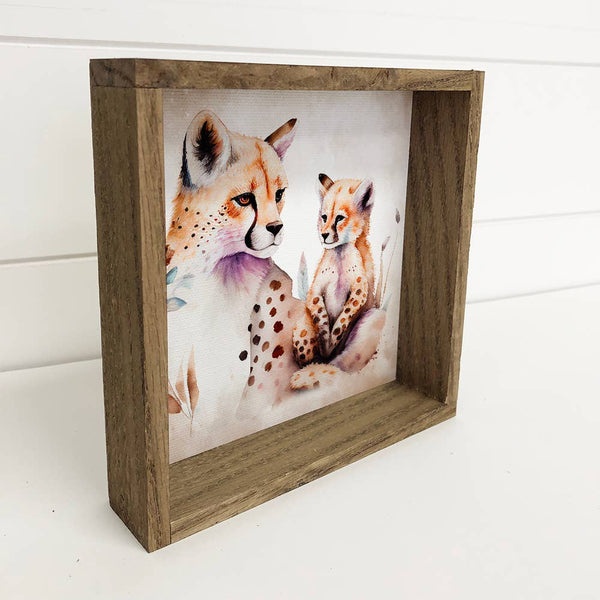 Mama and Baby Bobcat Wood Sign - Mother's Day Decor for Mom