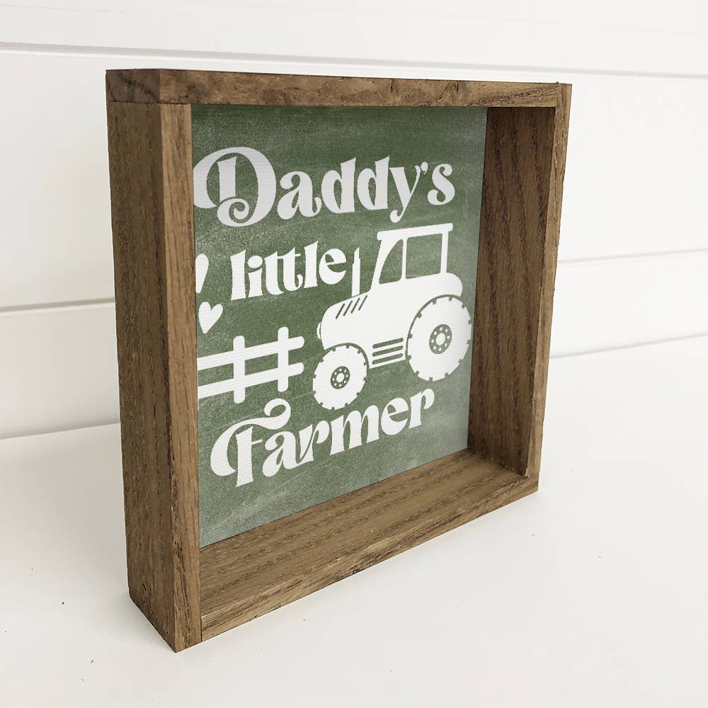 Green Tractor Wood Sign - Daddy's Little Farmer