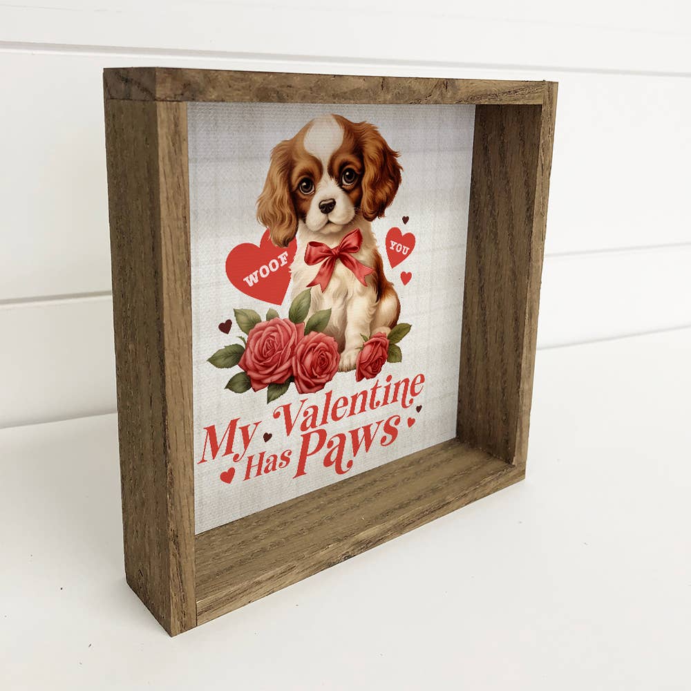 Vintage Valentines Dog Paws - Valentines Day Canvas Art