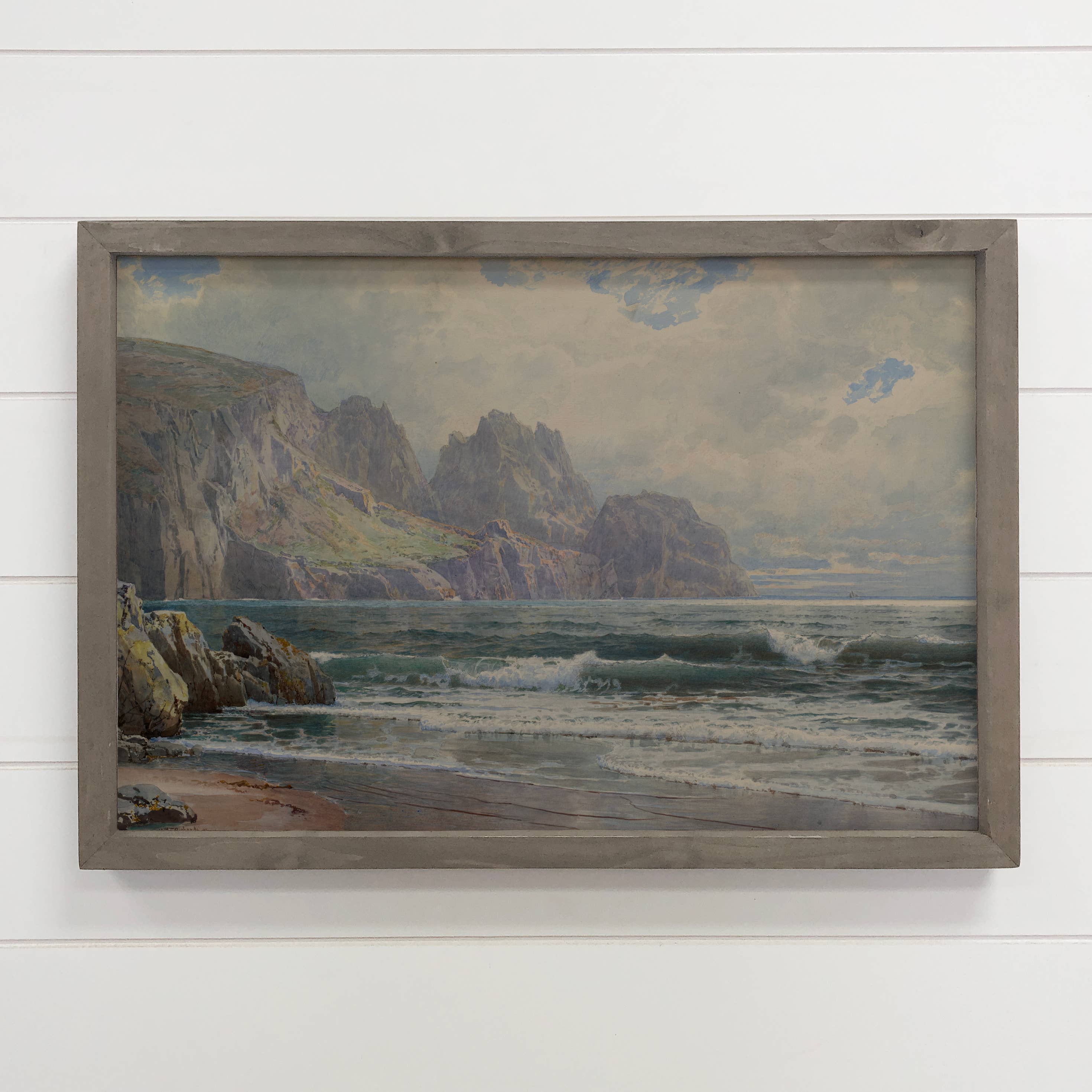 Rocky Coastline - Nature Landscape Canvas Art - Wood Framed