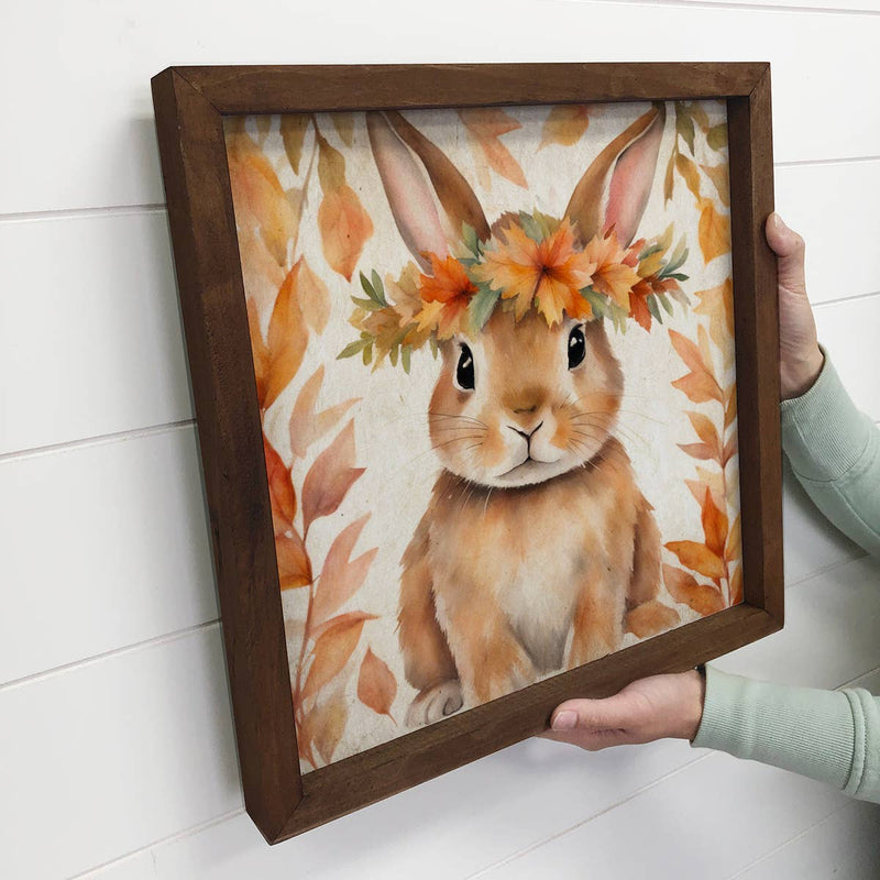 Fall Farm Animal Rabbit - Wood Framed Cute Animal Canvas Art