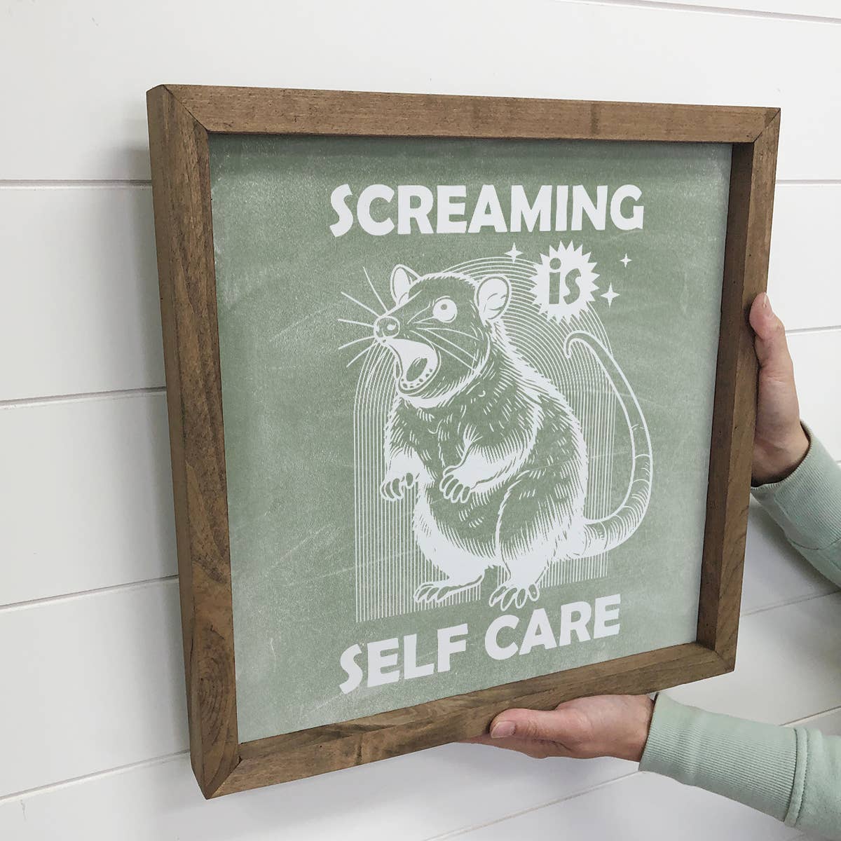 Screaming Is Self Care Opossum - Funny Animal Canvas Art