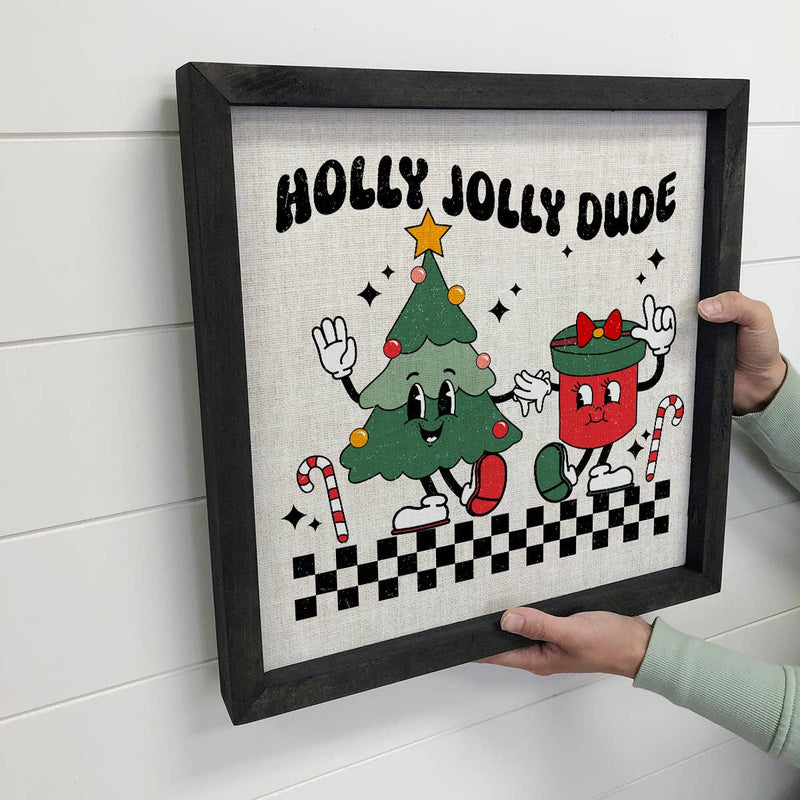 Holly Jolly Dude Christmas Tree - Cute Holiday Canvas Decor