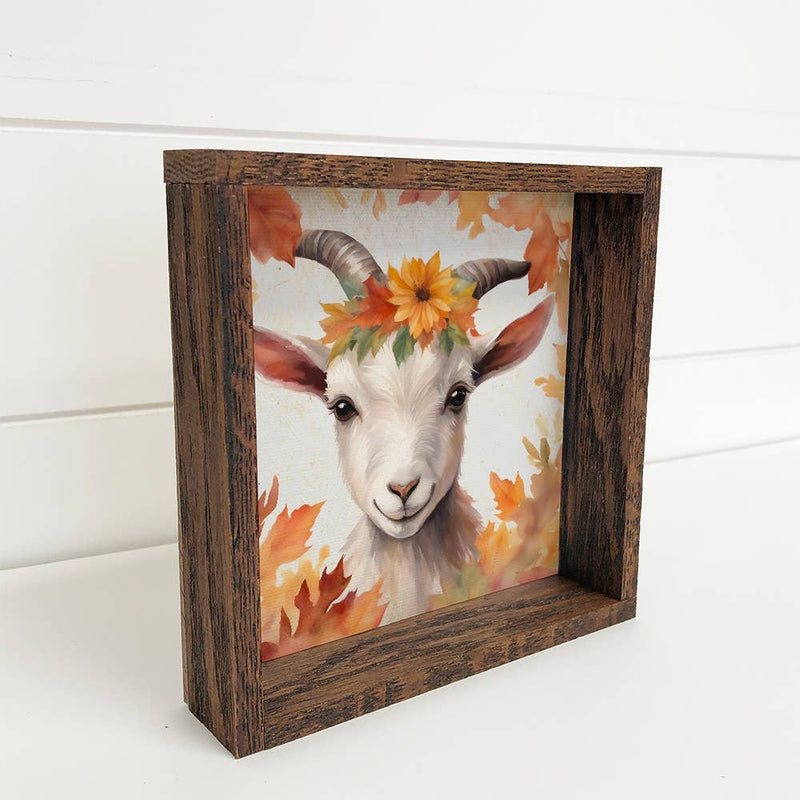 Fall Farm Animals Baby Goat- Cute Baby Animal Canvas Art