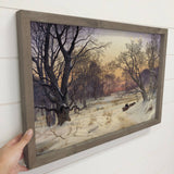 Winter Night - Winter Scene Canvas Art - Wood Framed Decor