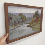 River View Painting - Nature Canvas Art - Framed Cabin Decor