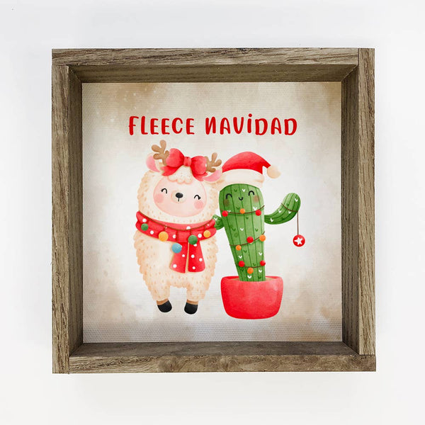 Fleece Navidad - Cute Holiday Animal - Wood Framed Wall Art