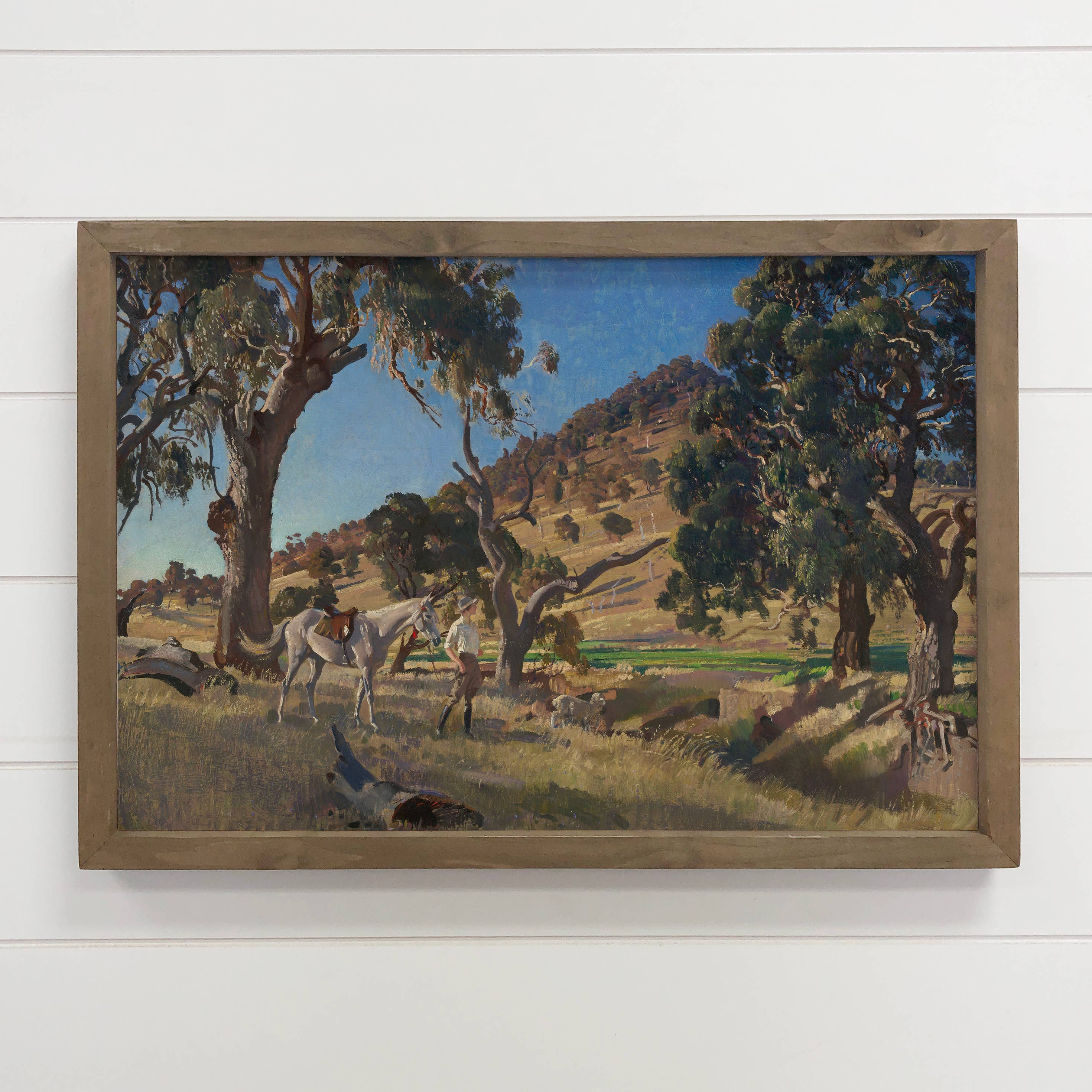 Outback Girl - Horseback Rider in Outback Canvas Art - Frame