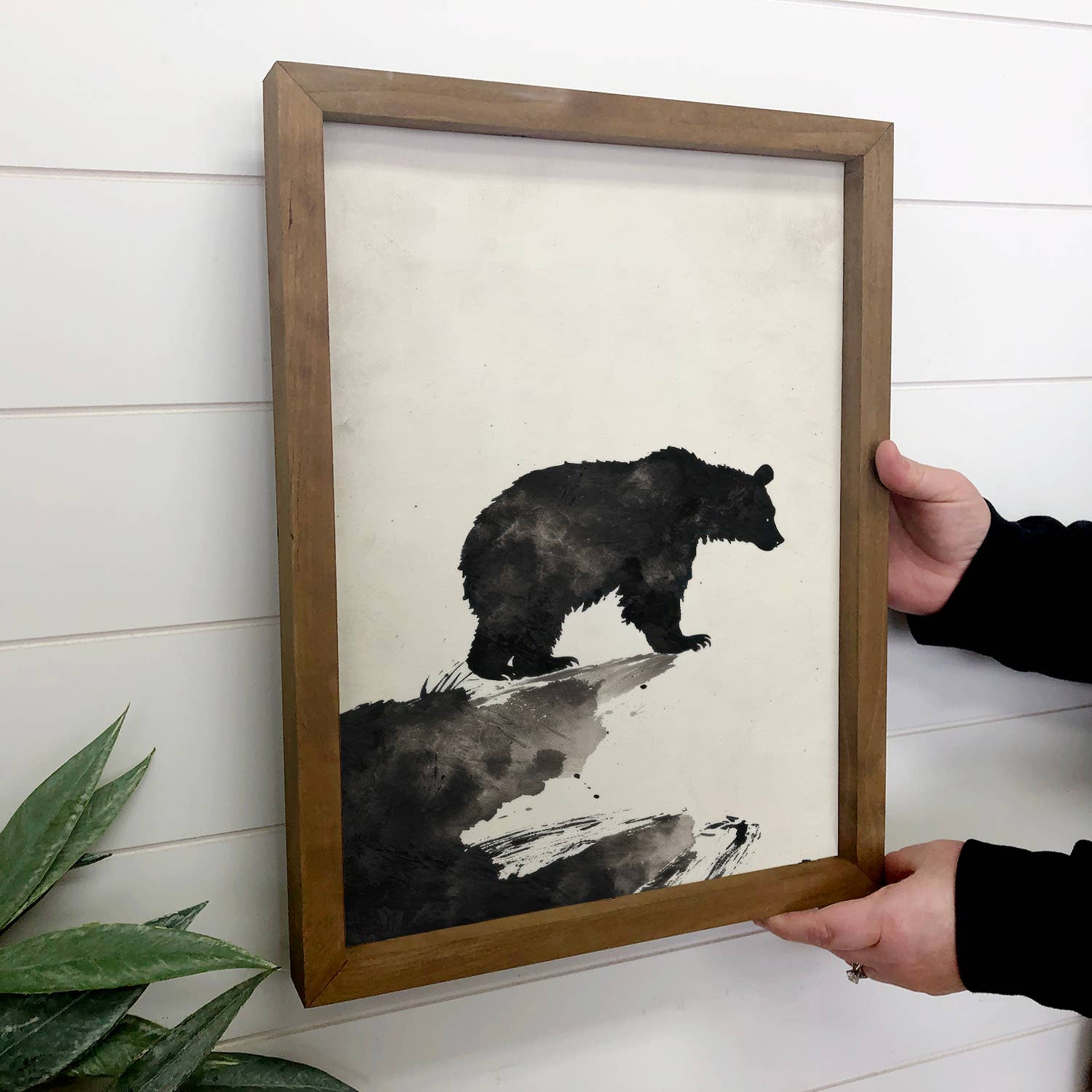 Black Bear Overlook - Cabin Canvas Art - Wood Framed Art