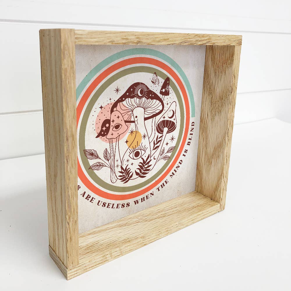 Boho Eyes and Mind Mushrooms - Boho Canvas Art - Framed Art