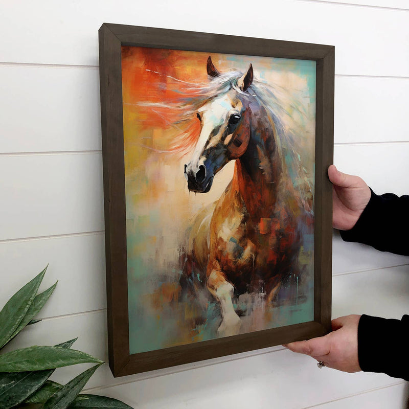 Bold Abstract Horse - Abstract Horse Canvas Art - Wood Frame