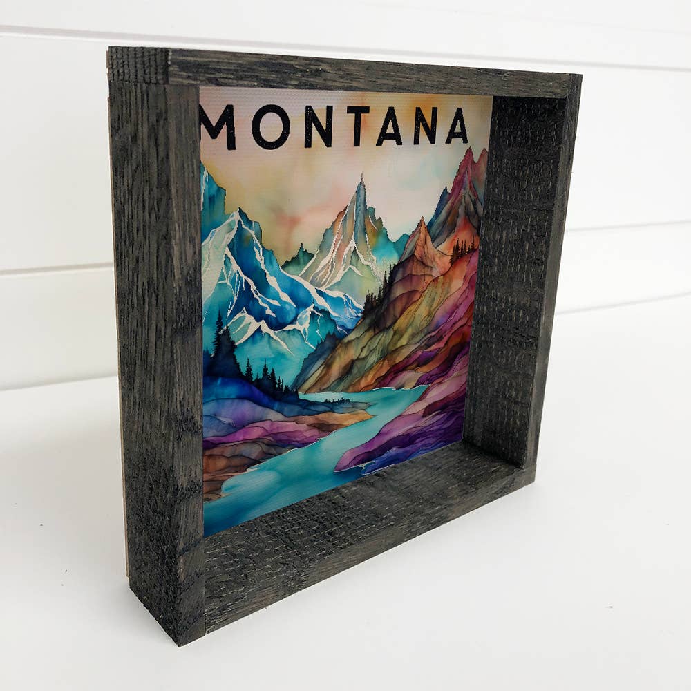 Vivid Mountain Colors Montana - Mountain Canvas Art - Framed