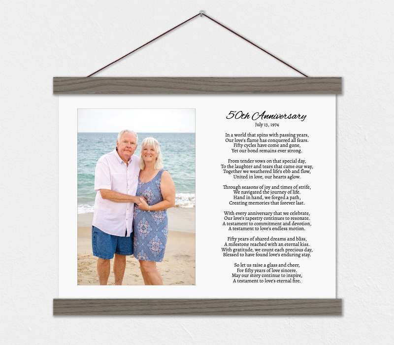 50th Anniversary Gift - Poem and Photo Canvas with Wood Frame