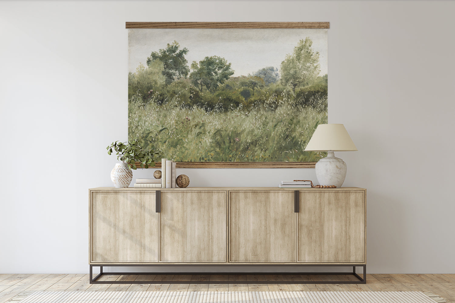 Field of Oats Painting - Extra Large Canvas Print with Wood Frame