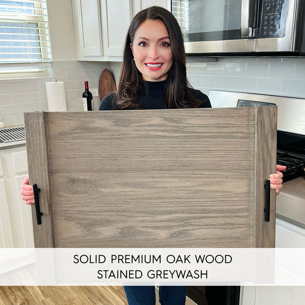 Bold Letter Last Initial Oak Wood Stove Top Cover