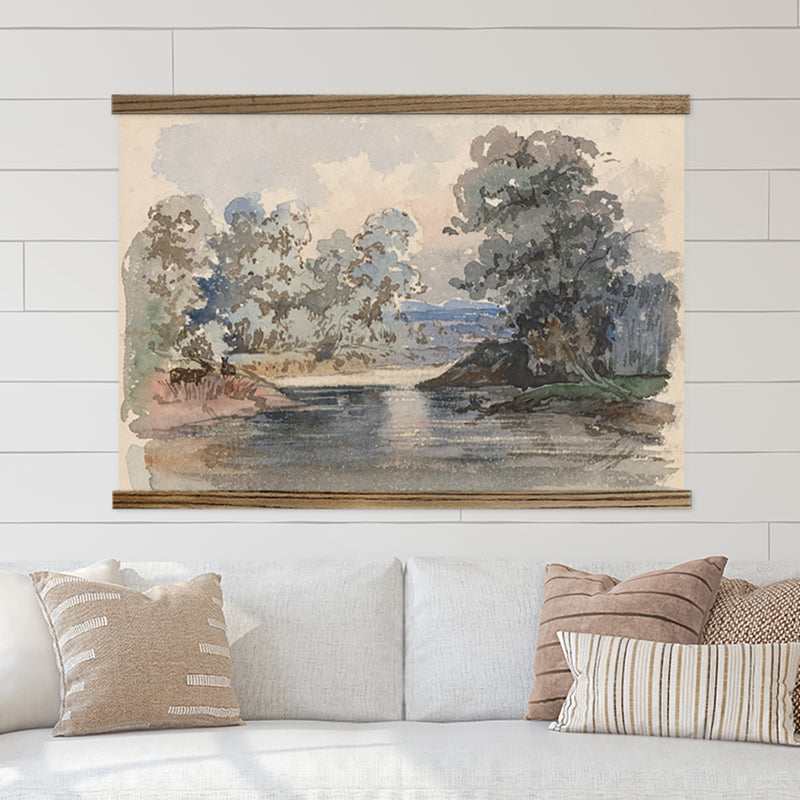 Extra Large Wall Art-Trees by The River- Framed Canvas Large Wall Art