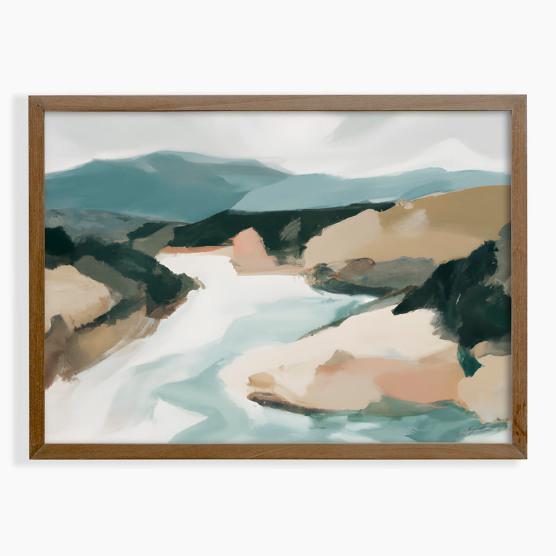 Abstract River Valley Painting Canvas & Wood Sign Wall Art