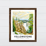 Yellowstone Artist Point Watercolor -  Canvas & Wood Sign Wall Art