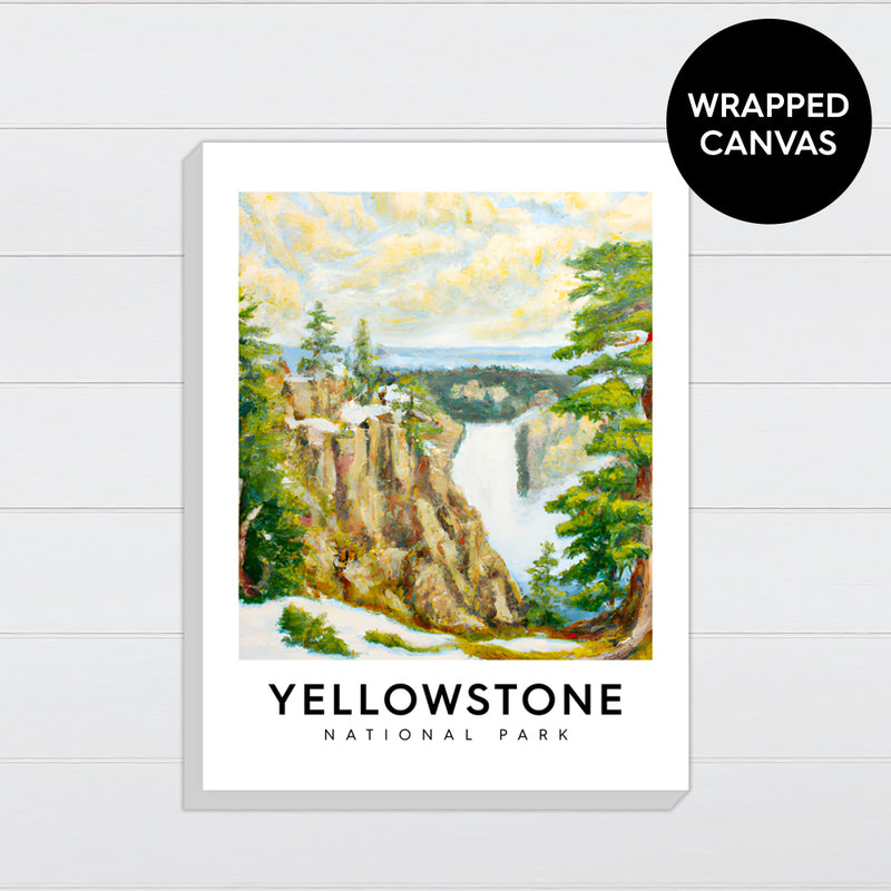 Yellowstone Artist Point Watercolor -  Canvas & Wood Sign Wall Art