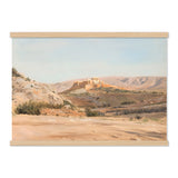 Athena Tapestry - Large Canvas Print of Ancient Athens Coral & Beige Landscape
