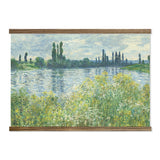Monet Banks of the Seine Painting Large Canvas Wall Print with Wood Frame