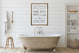 Bathroom Rules Canvas & Wood Sign Wall Art