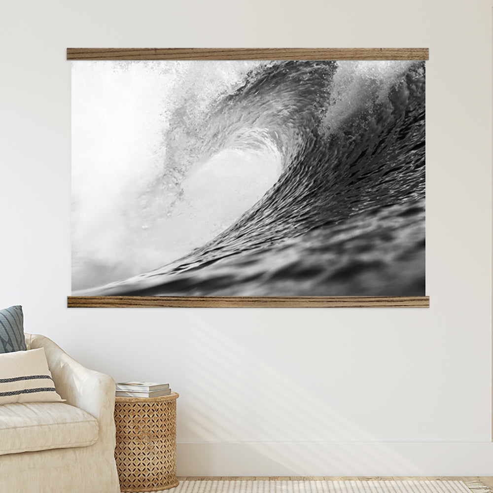 Extra Large Surf Wave Black and White Canvas Wall Hanging