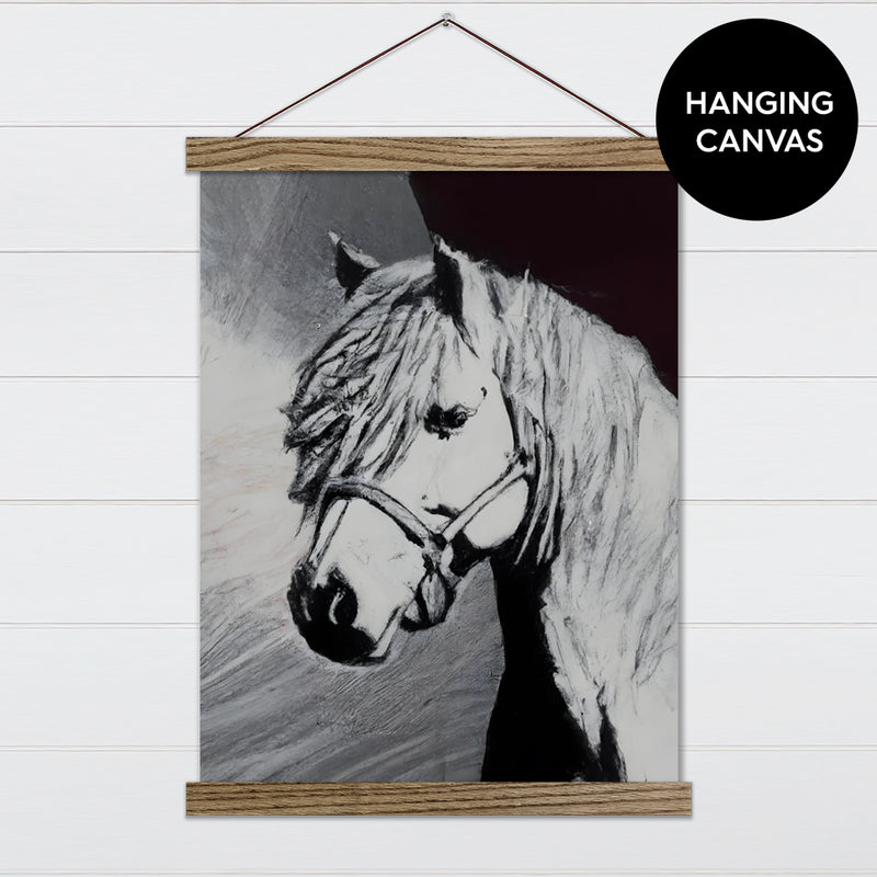 Black and White Horse Painting -  Canvas & Wood Sign Wall Art