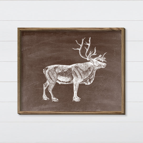 Chalk Reindeer Canvas & Wood Sign Wall Art