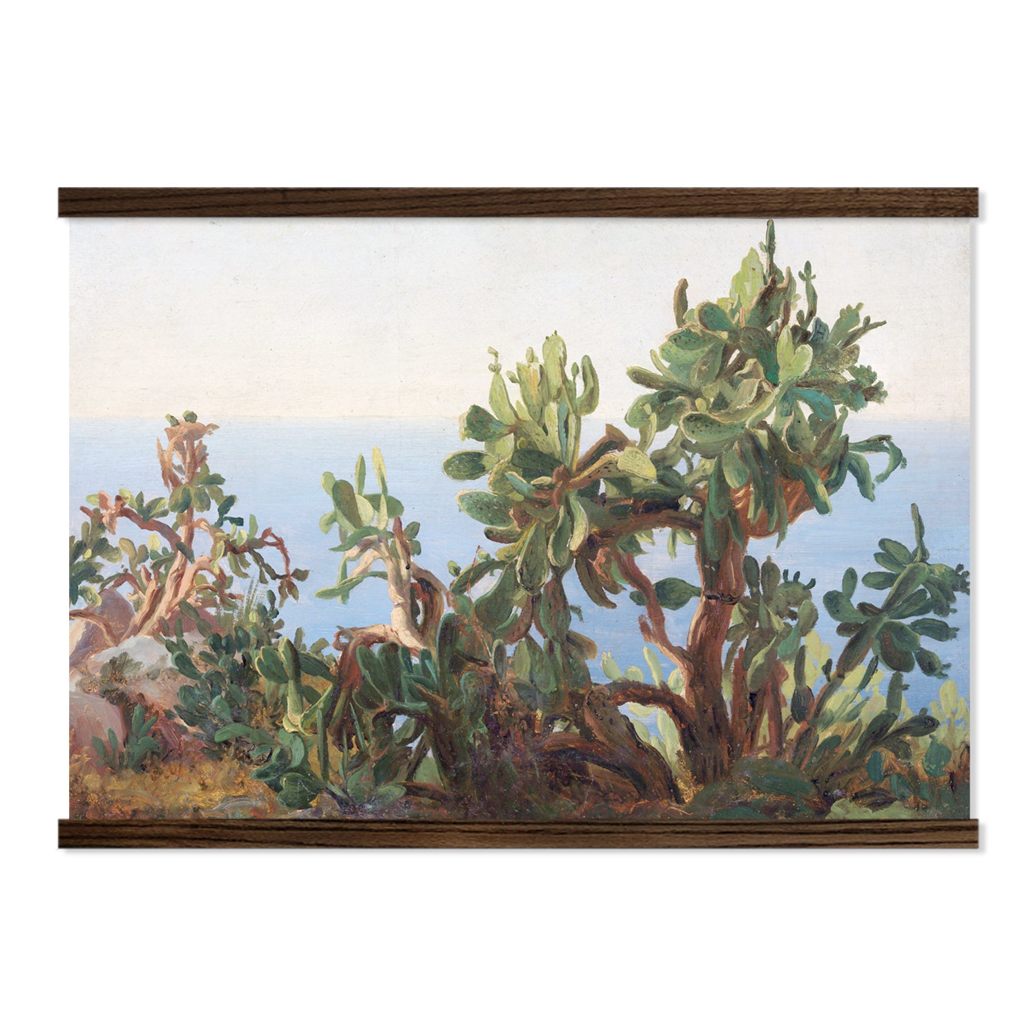 Cactus Painting - Large Canvas Tapestry Print with Wood Frame