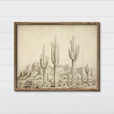 Cactus Sketch Canvas & Wood Sign Wall Art