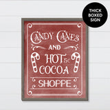 Candy Cane & Hot Cocoa Shoppe Canvas & Wood Sign Wall Art