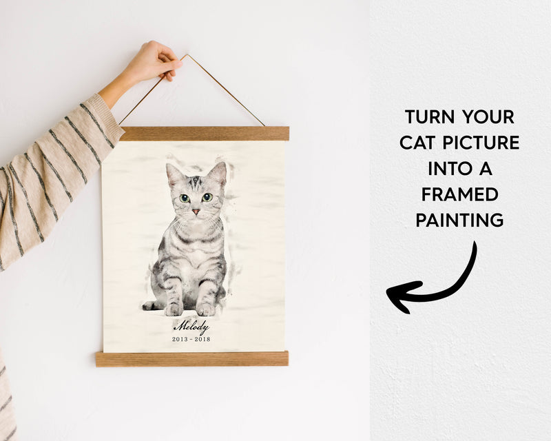 Watercolor Cat Portrait Canvas & Wood Sign Wall Art