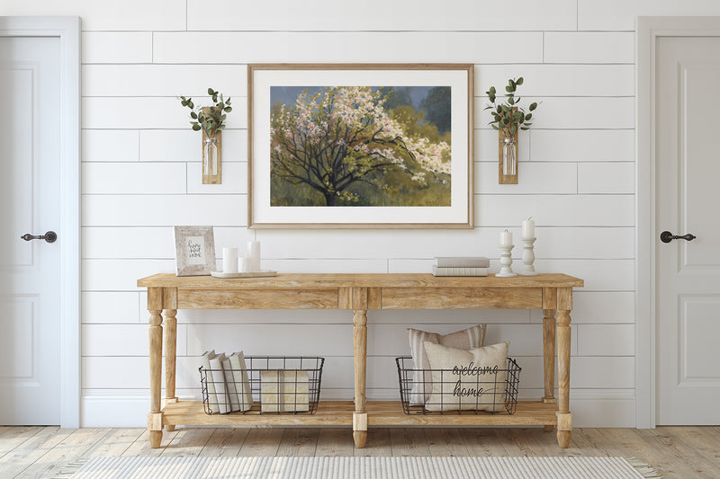 Cherry Blossom Trees Pink and White Fine Art Print - Giclee Fine Art Print Poster or Canvas