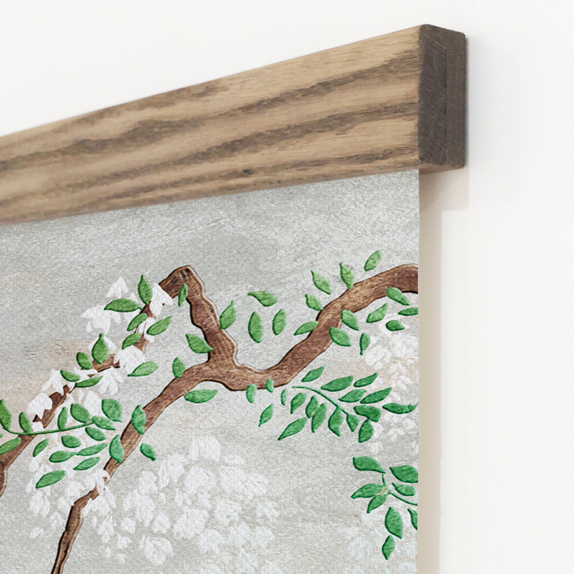 Chinoiserie Modern Scroll Art with Frame - Wallpaper Alternative to Cover Large Wall