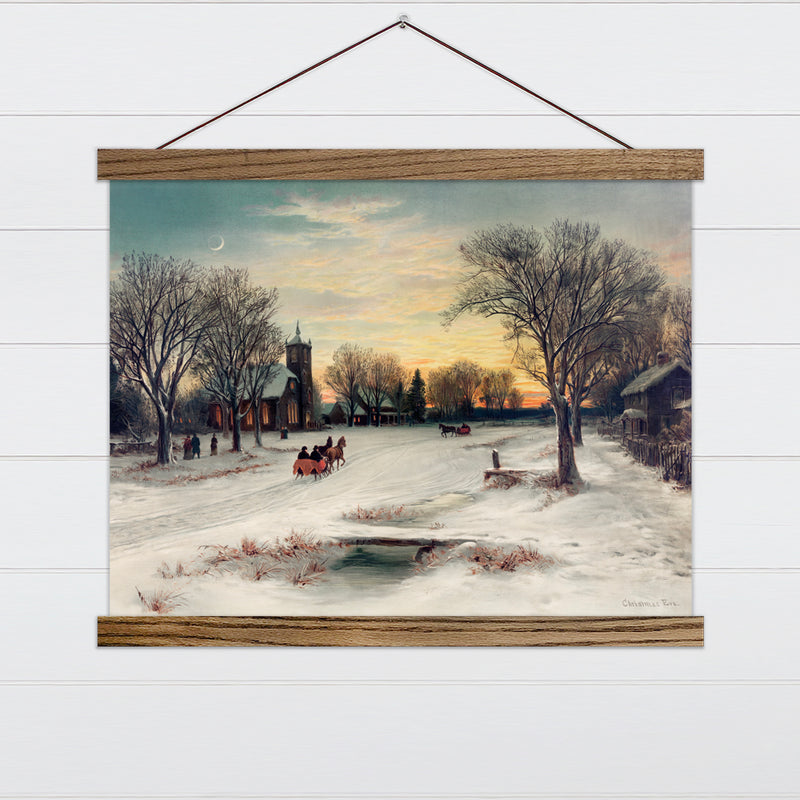 Small Town Christmas Eve Canvas & Wood Sign Wall Art