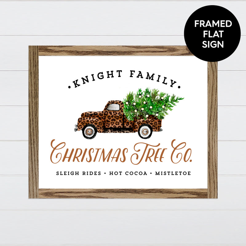 Christmas Tree Co. - Leopard Truck Canvas & Wood Sign Wall Art