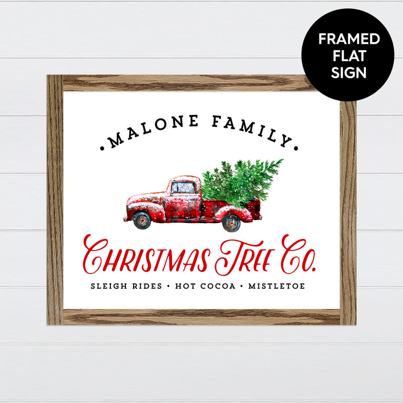 Christmas Tree Co. - Red & Black Truck Canvas & Wood Sign Wall Art