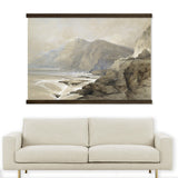 Coastal Mountain Lithograph Large Canvas Wall Hanging