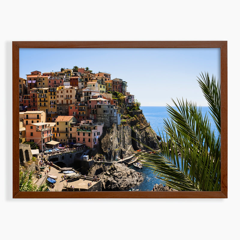 Colorful Buildings on Cliff Fine Art Print - Giclee Fine Art Print Poster or Canvas