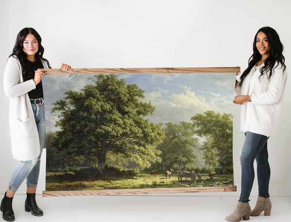 Extra Large Countryside Vintage Painting Canvas Wall Decor