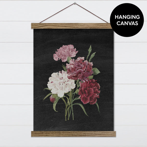 Dark Carnations Canvas & Wood Sign Wall Art