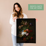 Dark Still Life Painting - Colorful Flowers in the Night Wall Art Print