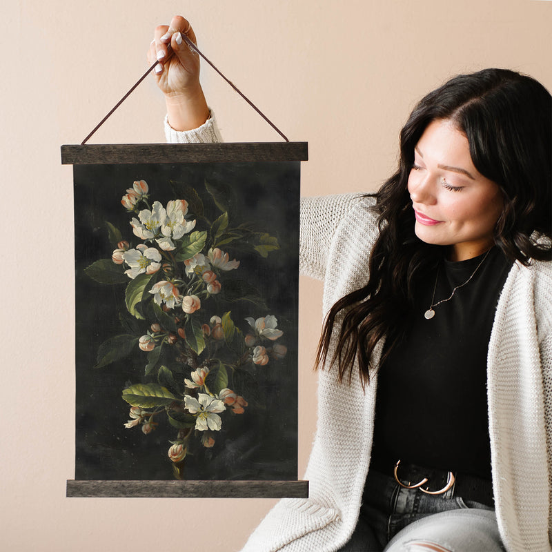 Dark Vintage Blossoms Wall Art Print on Canvas or Fine Art Paper