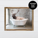Elk in a Bubble Bath Funny Bathroom Wall Art