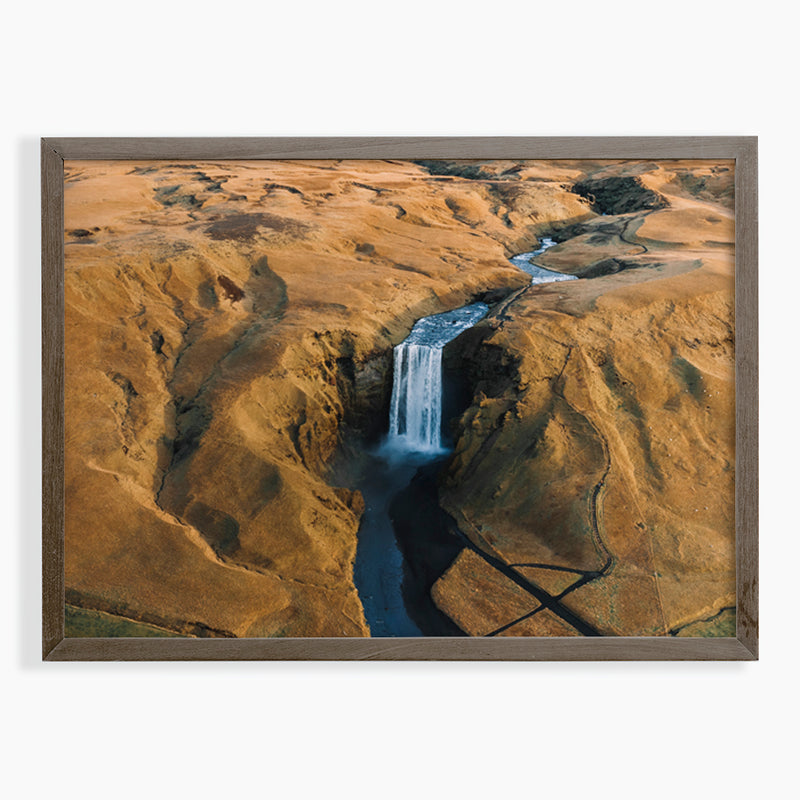 Desert Landscape with Large Waterfall Fine Art Print - Giclee Fine Art Print Poster or Canvas