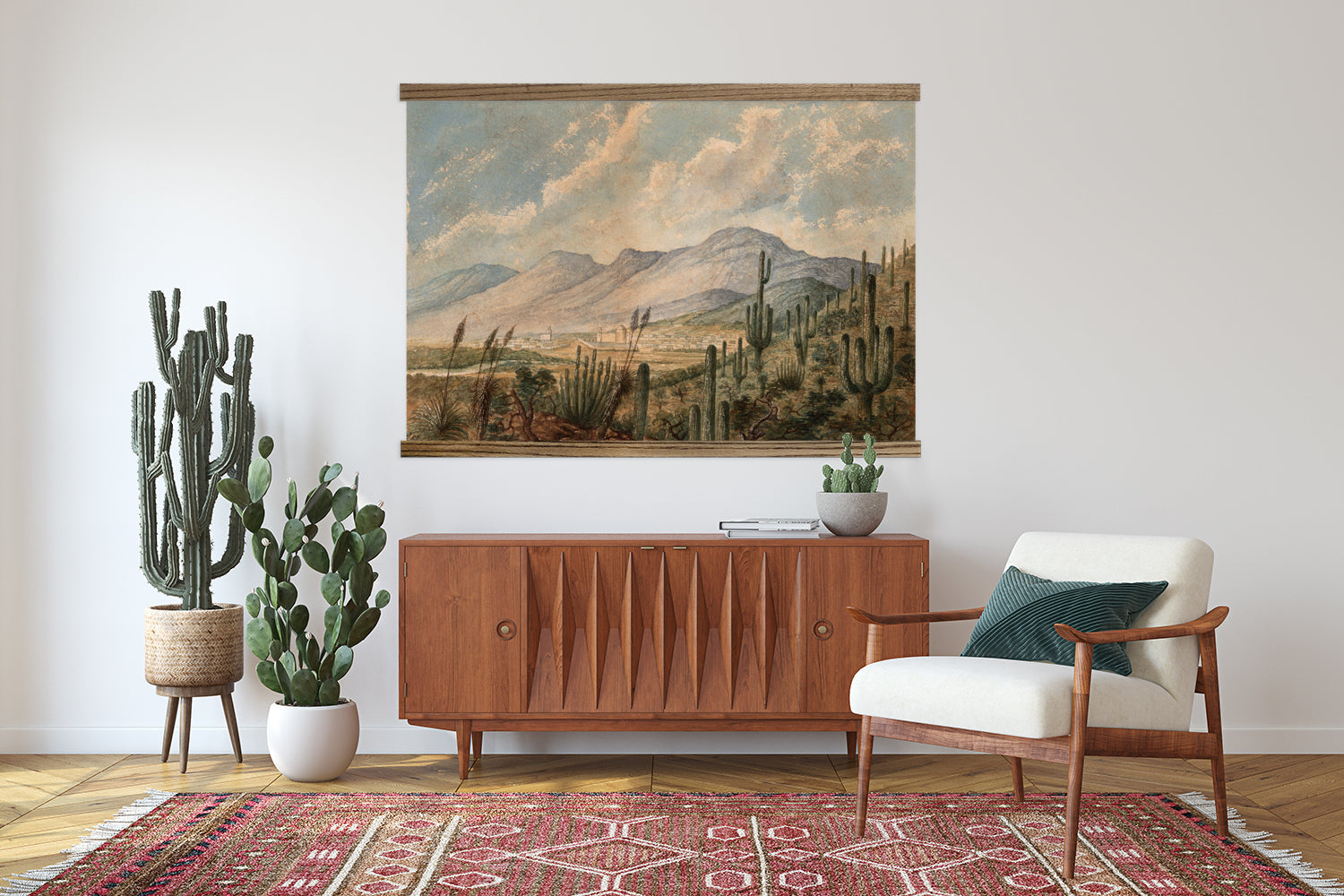 Desert Cactus Tapestry - Large Canvas Print with Wood Frame